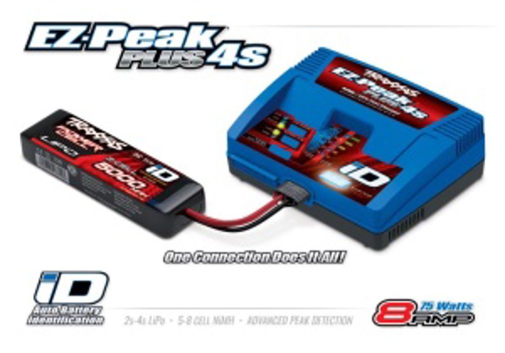 EZ-Peak Plus 4s Schnell-Lader, 75W, 8A, NiMH/LiPo 2-4s TRAXXAS mit iD-Akkuerkennung (EU-Version)