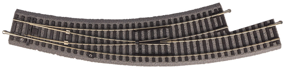Piko Bogenweiche, links BWL-R3 mit Bettung