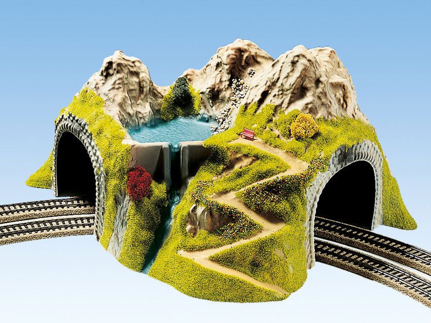 Ecktunnel 2-gleisig, gebogen, 43 x 41 cm